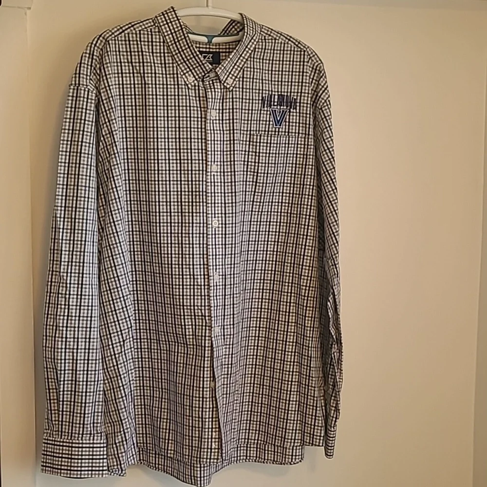 Villanova .. Mens Long Sleeve Button‎ Down .. Plaid XXXL .. Cutter & Buck